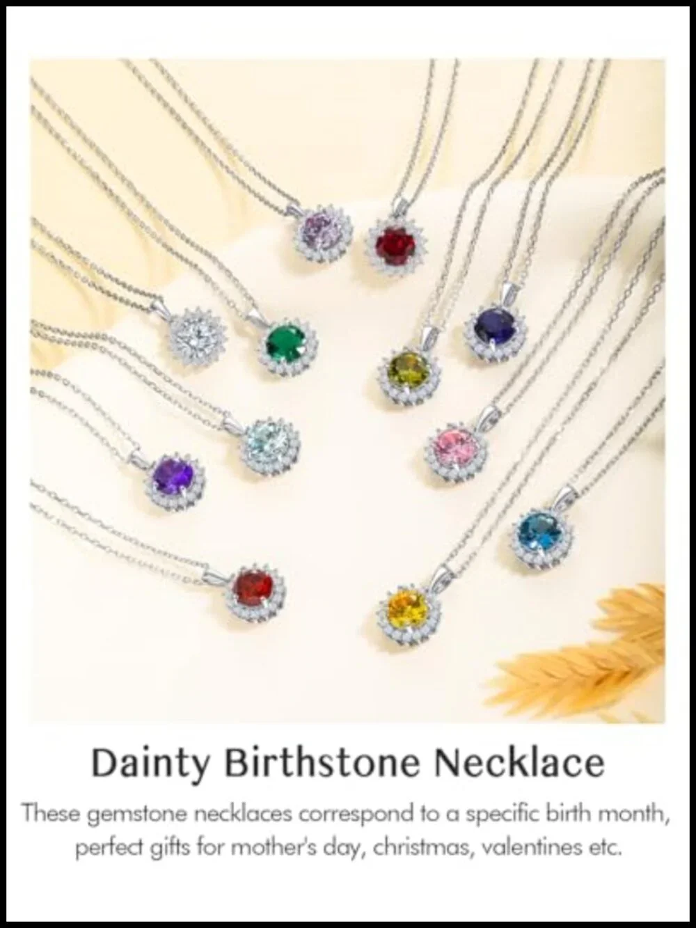 925 Sterling Silver Birthstone Pendant Necklace with Cubic Zirconia Halo